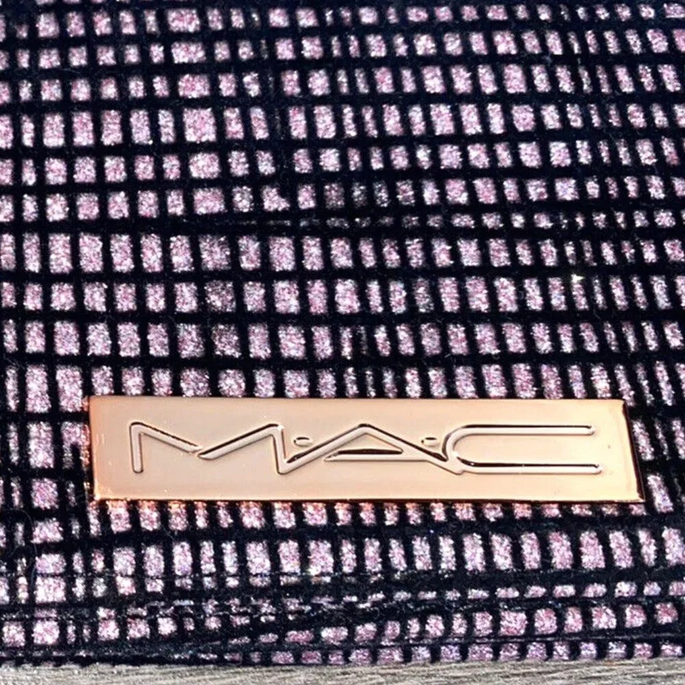 MAC clutch glitter pink makeup cosmetic brush case bag NEW